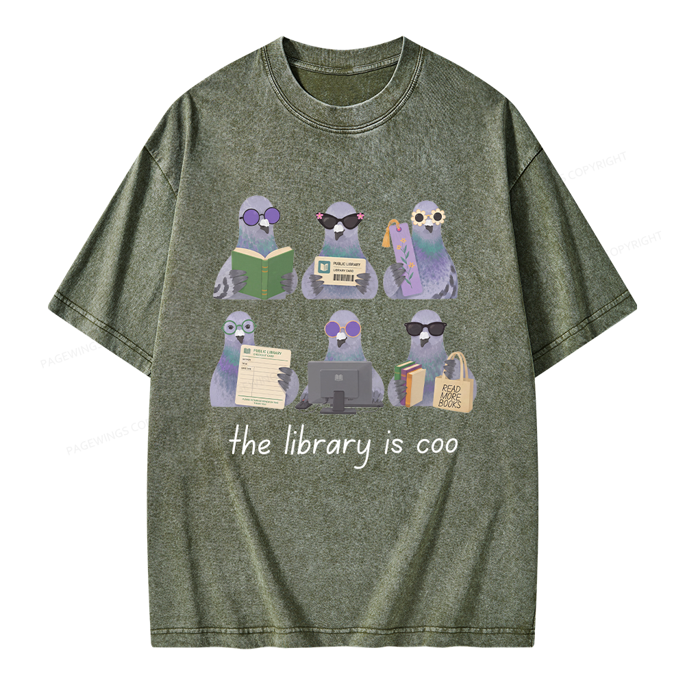 Pagewings Librarian Pigeon Unisex Washed T-shirt