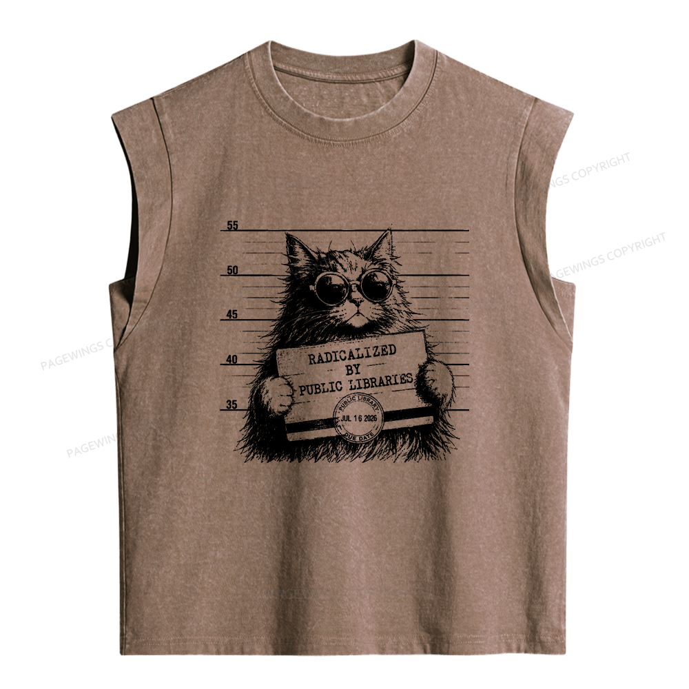 Pagewings Radicalized By Public Libraries Women's Washed Tank Top