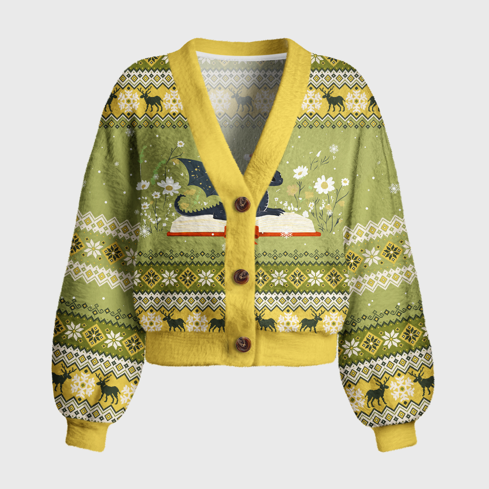 Pagewings Book Dragon Women's Cardigan Sweater