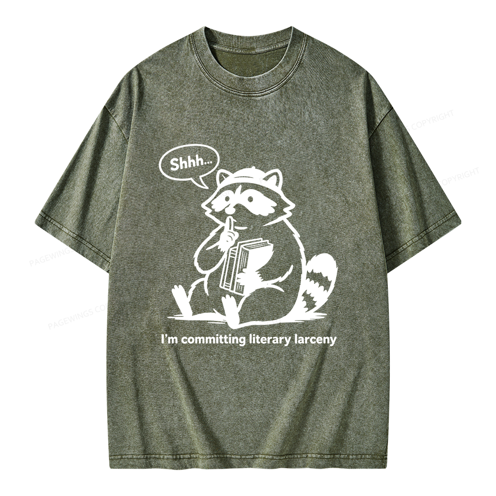 Pagewings I’m Committing Literary Larcen Unisex Washed T-shirt