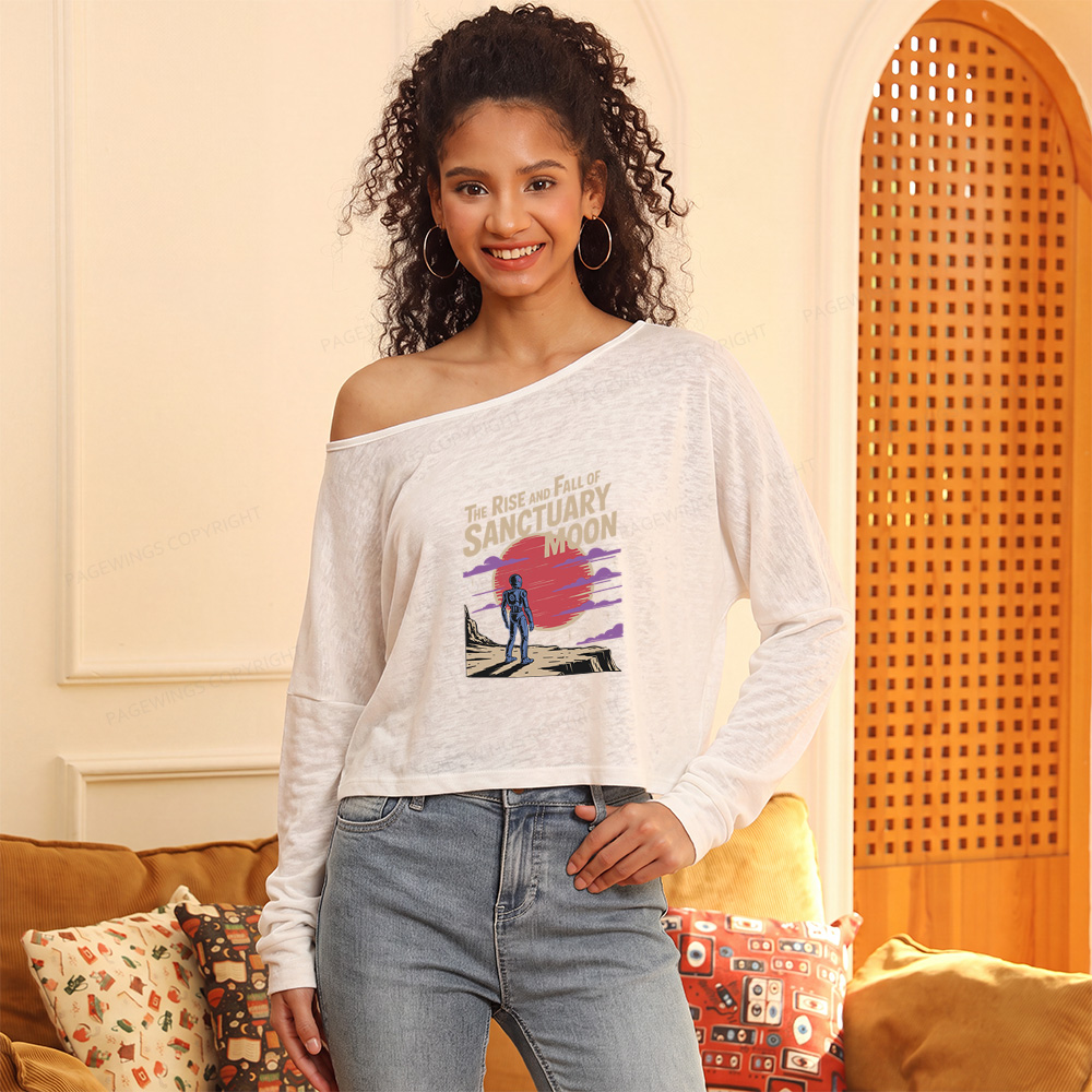Pagewings The Rise and Fall of Sanctuary Moon Slouchy Long Sleeve Off Shoulder T-shirt