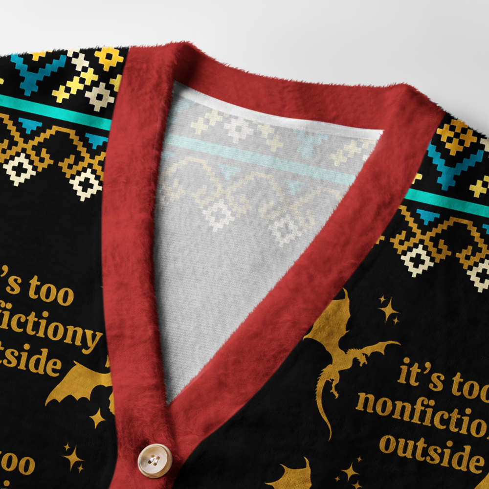 Pagewings It's Too Nonfictiony Outside Light Knit Unisex Cardigan Sweaters