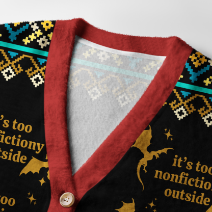Pagewings It's Too Nonfictiony Outside Light Knit Unisex Cardigan Sweaters