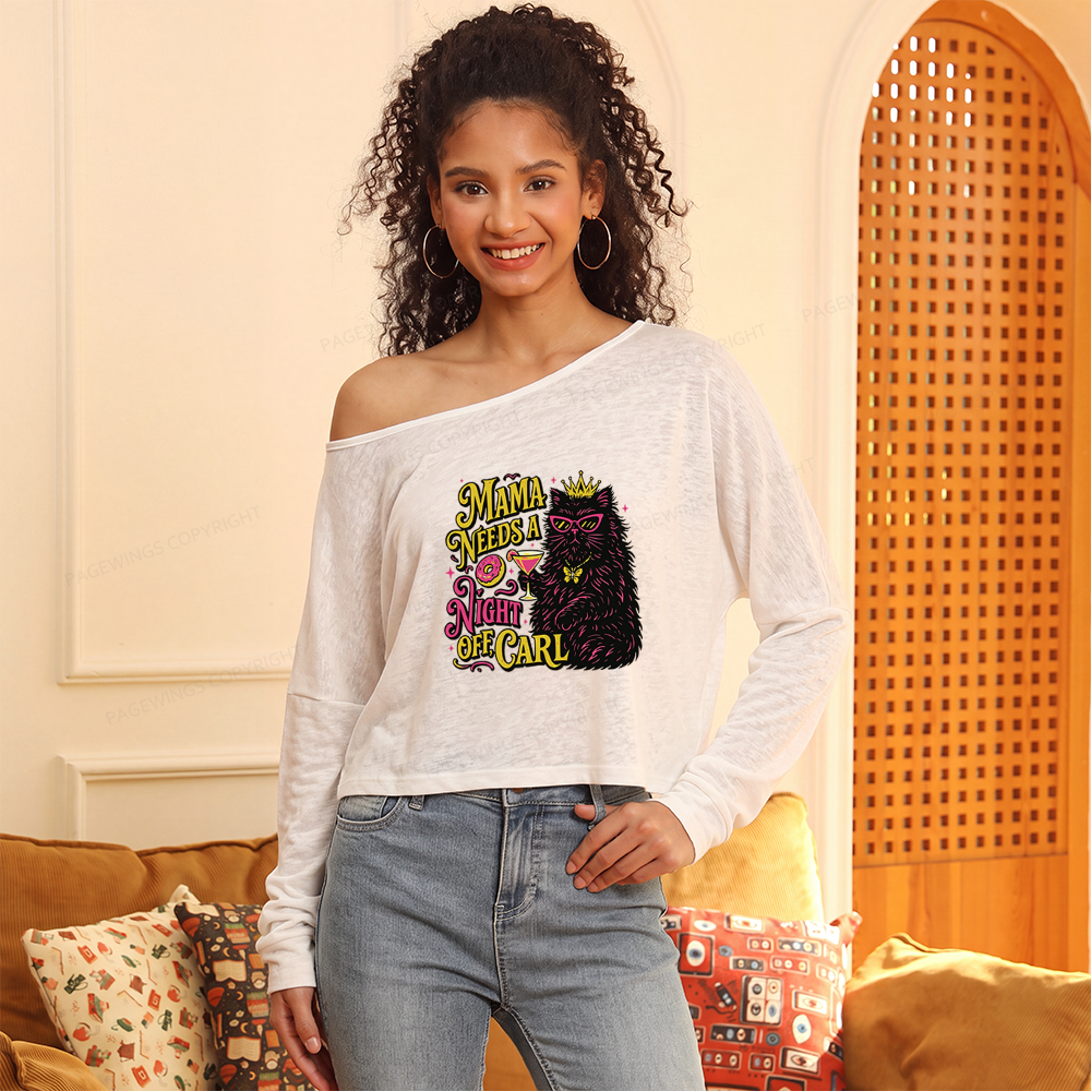 Pagewings Sci Fi Fan Slouchy Long Sleeve Off Shoulder T-shirt
