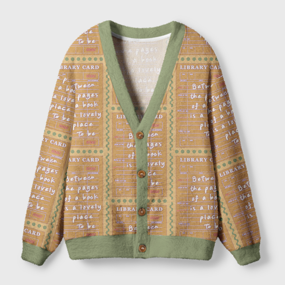 Pagewings Library Card Light Knit Unisex Cardigan Sweaters