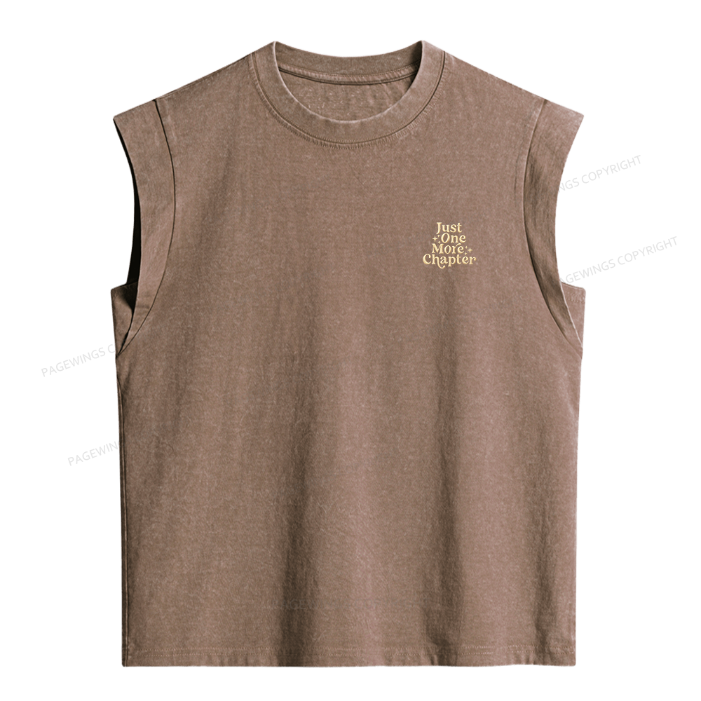 Pagewings Embroidered Just One More Chapter Women's Washed Tank Top