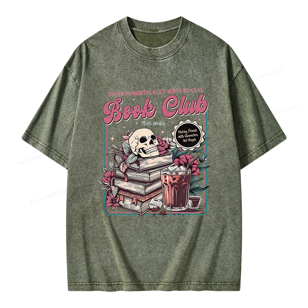 Pagewings Vintage Book Club Unisex Washed T-shirt