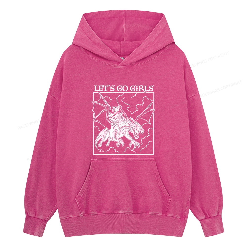 Pagewings Retro Dragon Rider Unisex Washed Hoodie