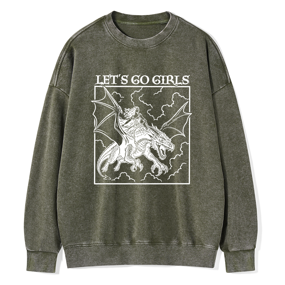 Pagewing Let's Go Girls Read Unisex Washed Sweatshirt