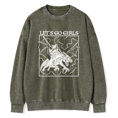 Pagewing Let's Go Girls Read Unisex Washed Sweatshirt
