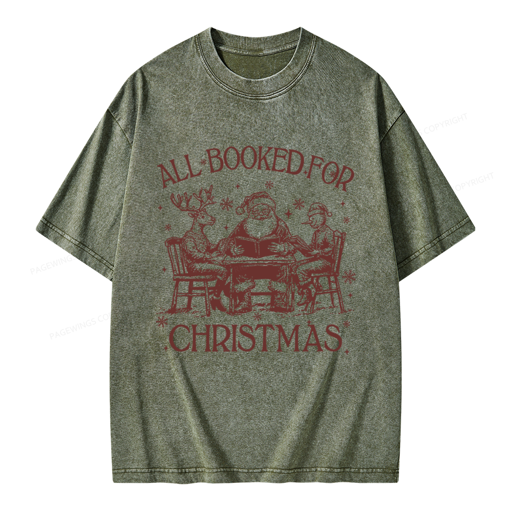 Pagewings Retro All Booked For Christmas Unisex Washed T-shirt