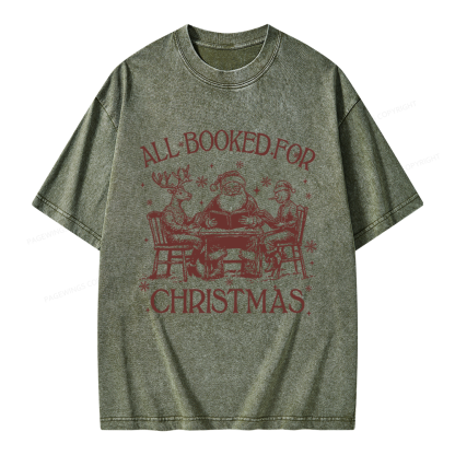 Pagewings Retro All Booked For Christmas Unisex Washed T-shirt