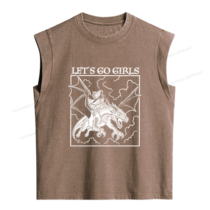Pagewing Retro Dragon Rider Women's Washed Tank Top