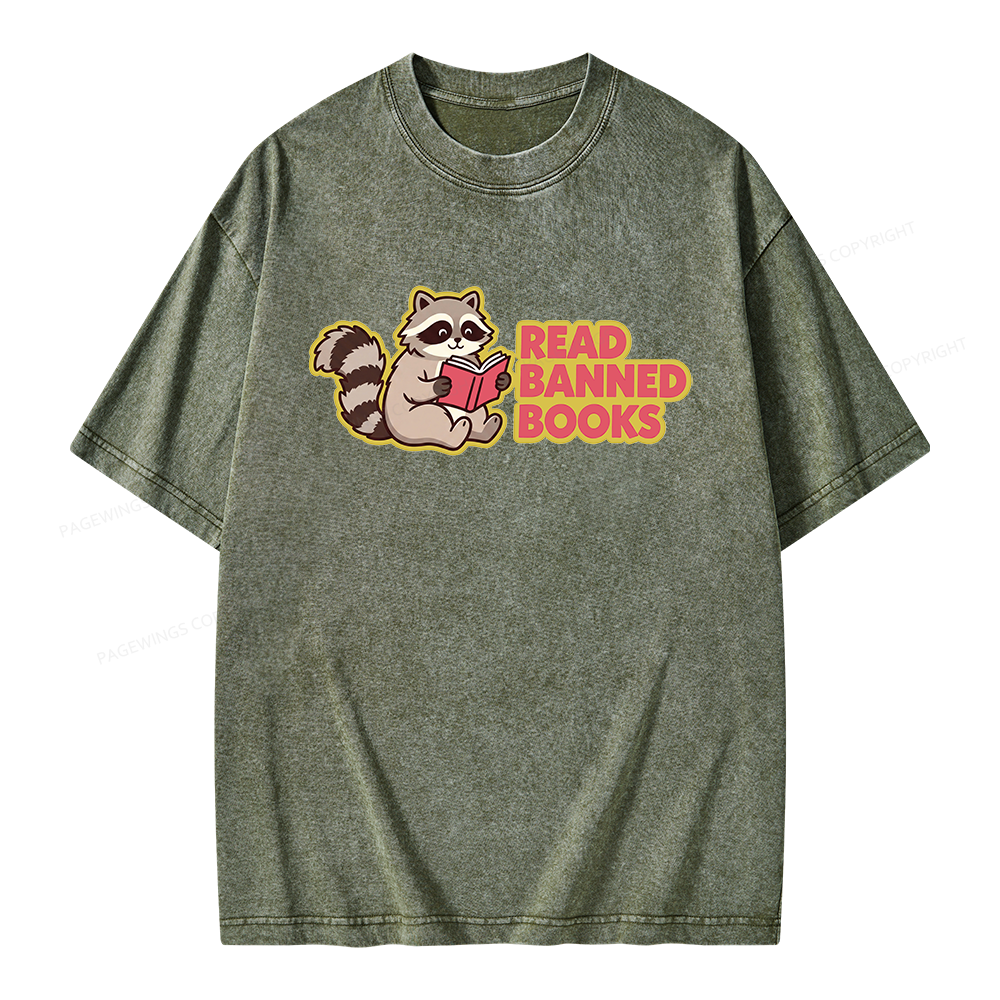 Pagewings Read Banned Books Unisex Washed T-shirt
