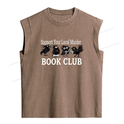 Pagewings Support Your Local Murder Book Club Women's Washed Tank Top