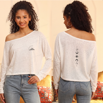 Pagewings Fantasy Reader Slouchy Long Sleeve Off Shoulder T-shirt