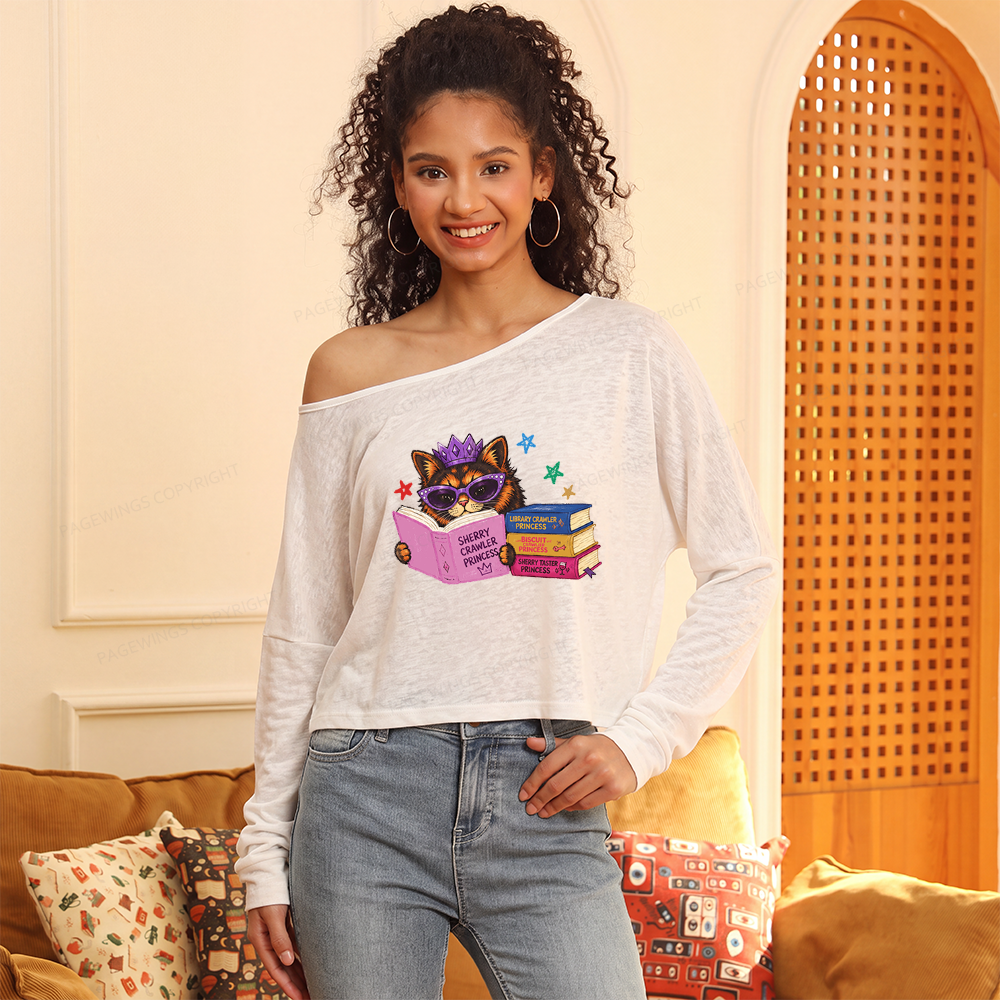 Pagewings Sci-Fi Book Lover Slouchy Long Sleeve Off Shoulder T-shirt