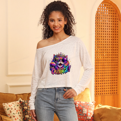 Pagewings Sci-Fi Book Lover Slouchy Long Sleeve Off Shoulder T-shirt