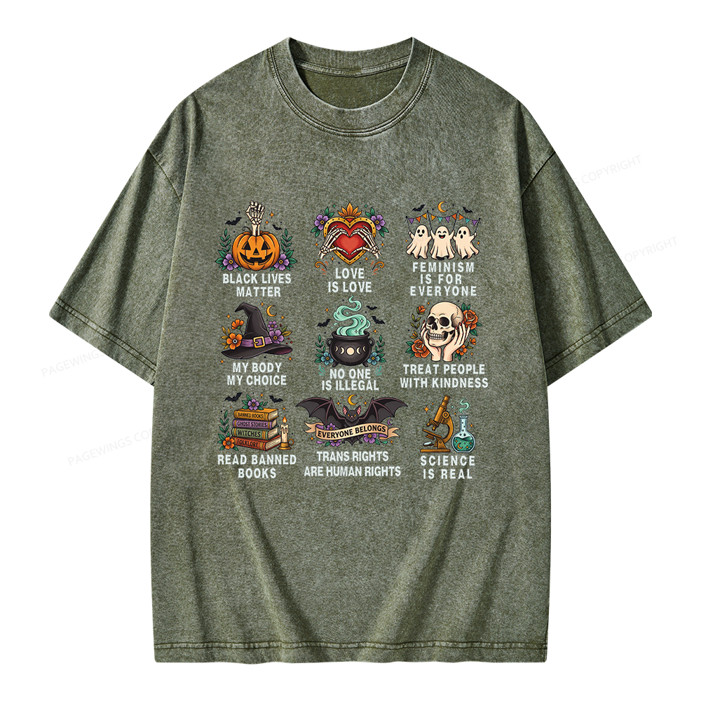 Pagewings Inclusive Halloween Unisex Washed T-shirt