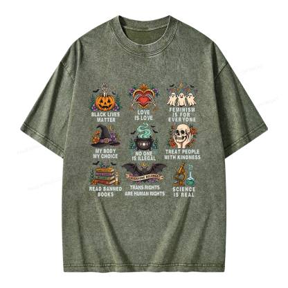 Pagewings Inclusive Halloween Unisex Washed T-shirt