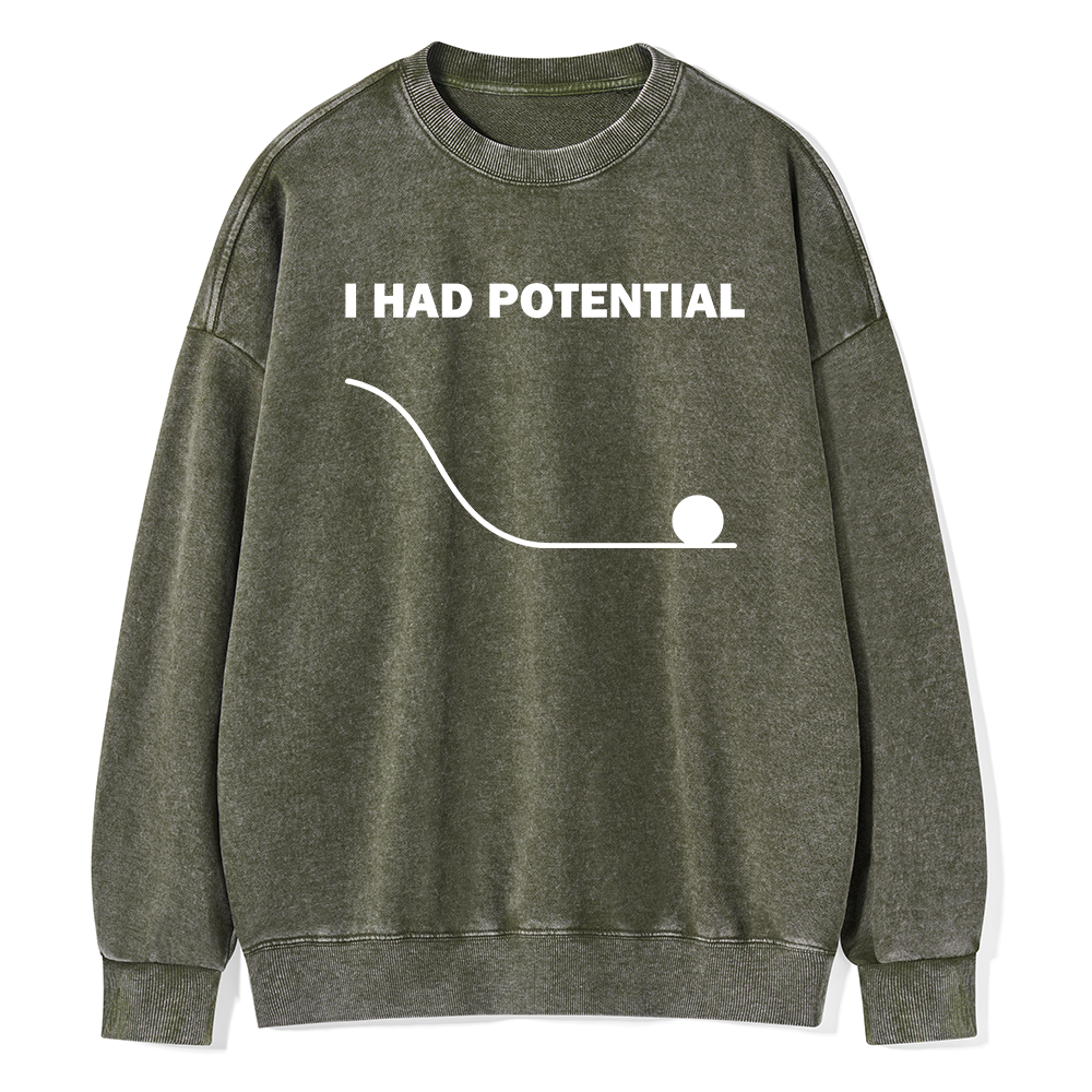 Pagewings I Had Potential Unisex Washed Sweatshirt