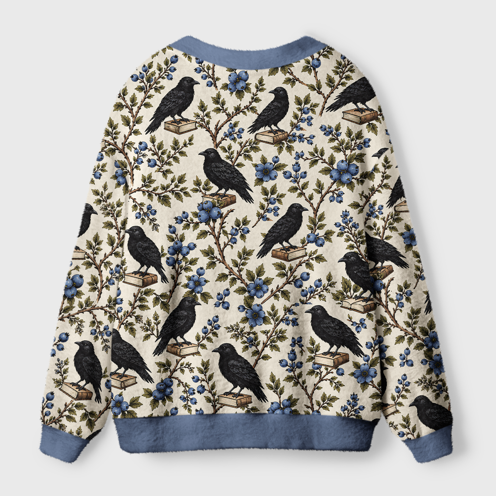 Pagewings Reading Crow Light Knit Unisex Cardigan Sweaters