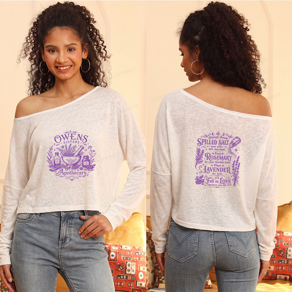 Pagewings Lavender Witchy Slouchy Long Sleeve Off Shoulder T-shirt