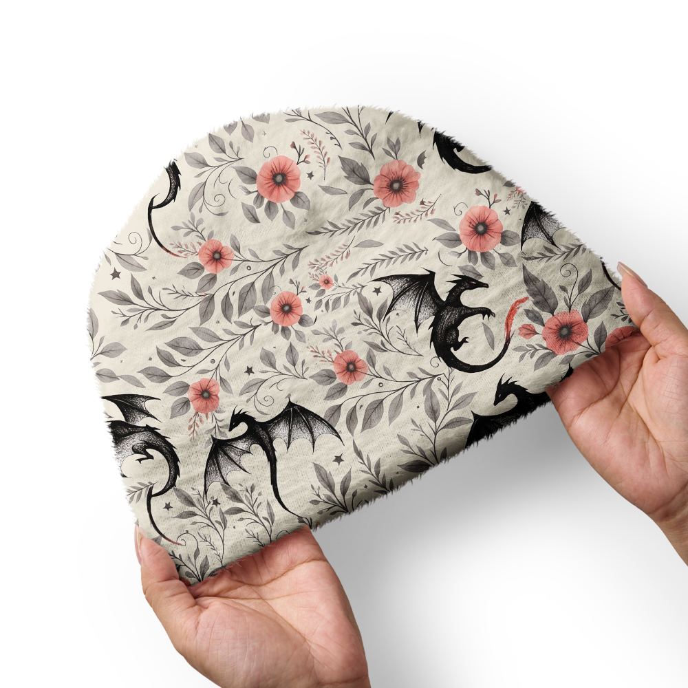 Pagewings Book Dragon Knit Patterned Beanie