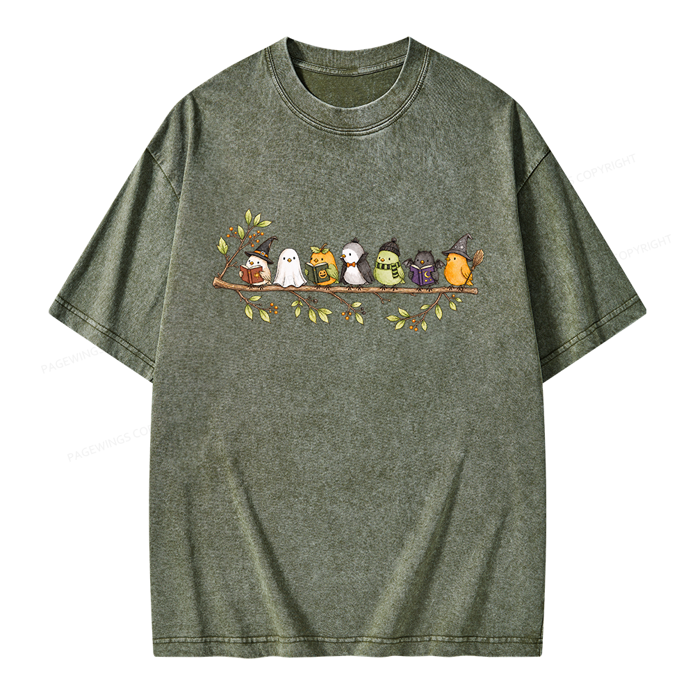 Pagewings Halloween Bird Unisex Washed T-shirt