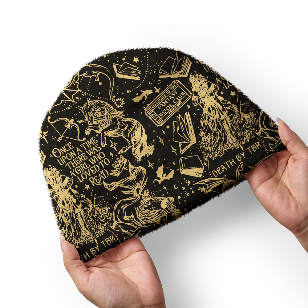 Pagewings Fantasy Bookish Knit Patterned Beanie