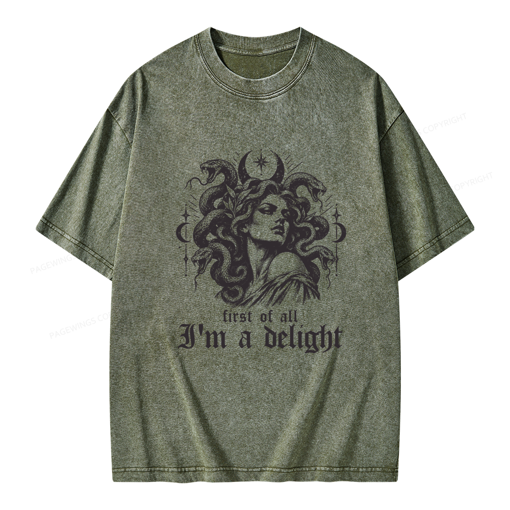Pagewings First of All I'm a Delight Unisex Washed T-shirt