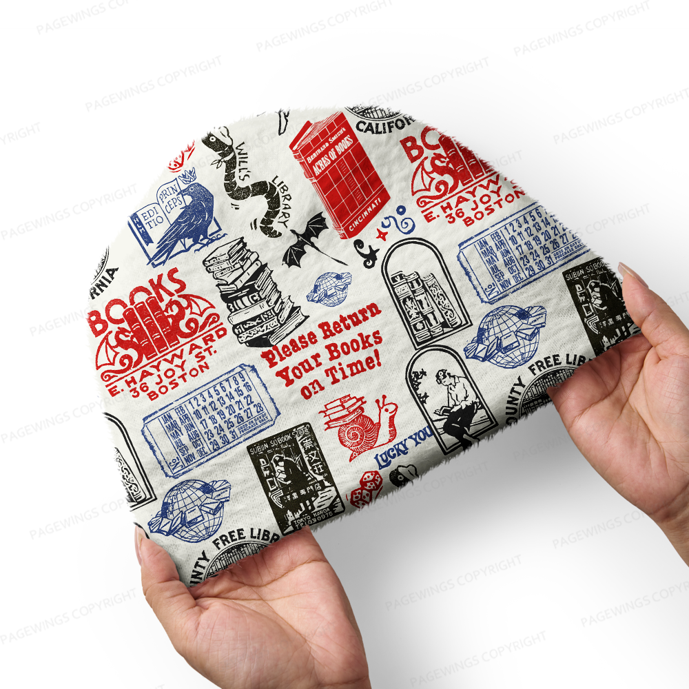 Pagewings Bookish Vibe Knit Patterned Beanie