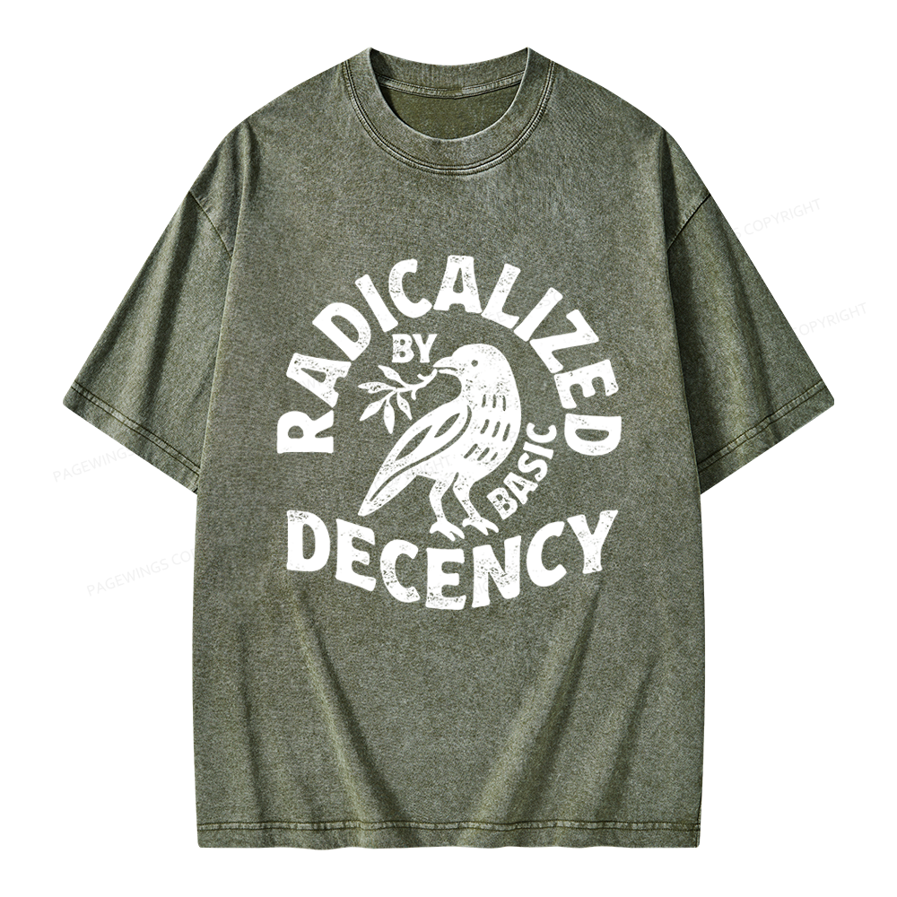 Pagewings Radicalized By Basic Decency Unisex Washed T-shirt
