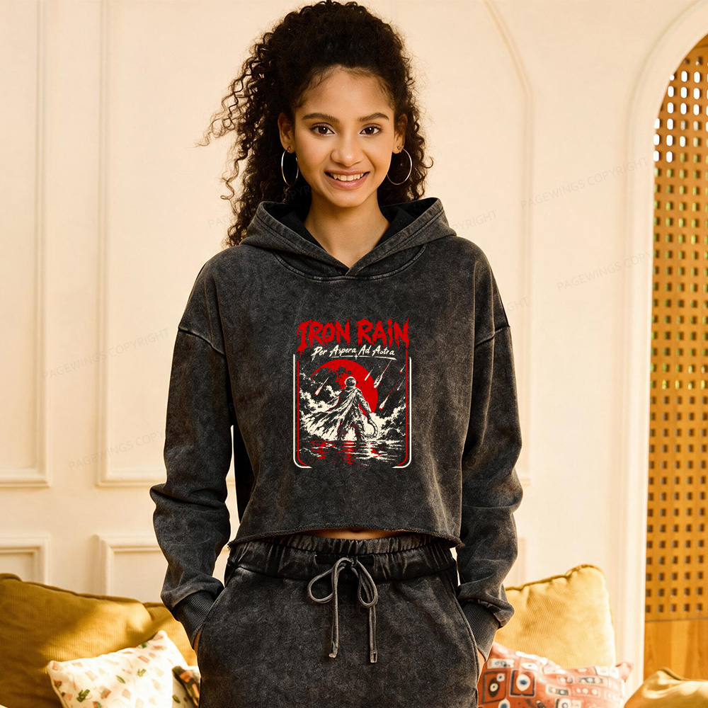Pagewings Sci Fi Book Lover Washed Crop Hoodie