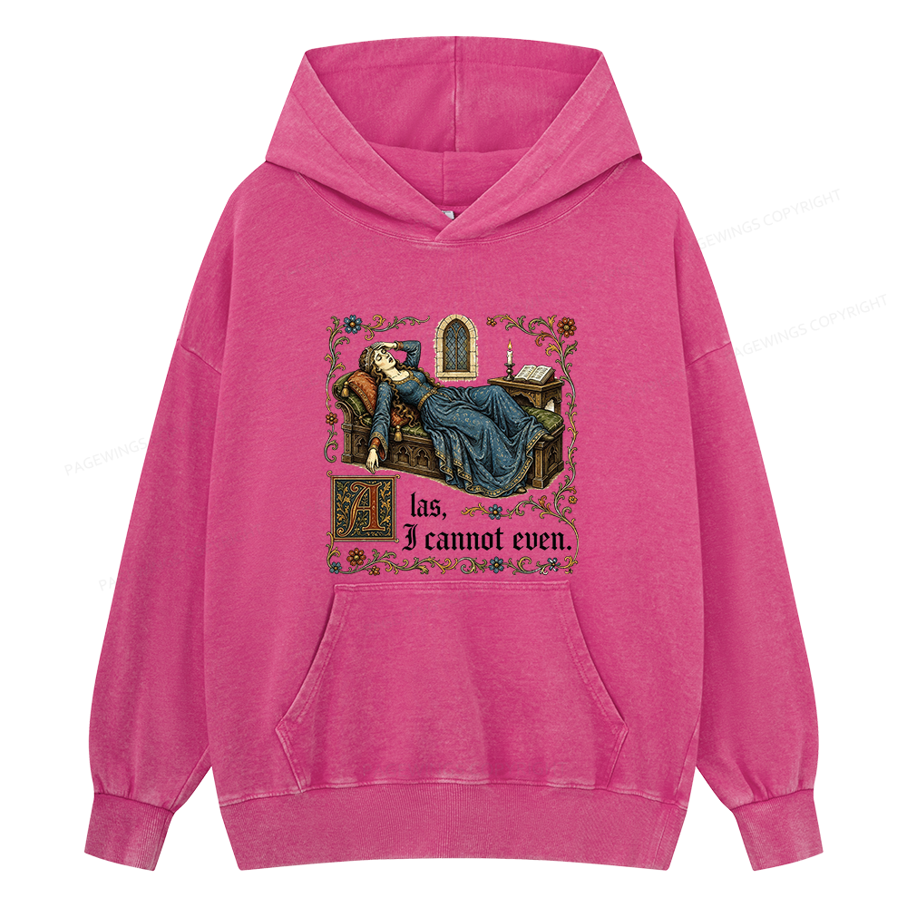 Pagewings Medieval Book Lover Unisex Washed Hoodie