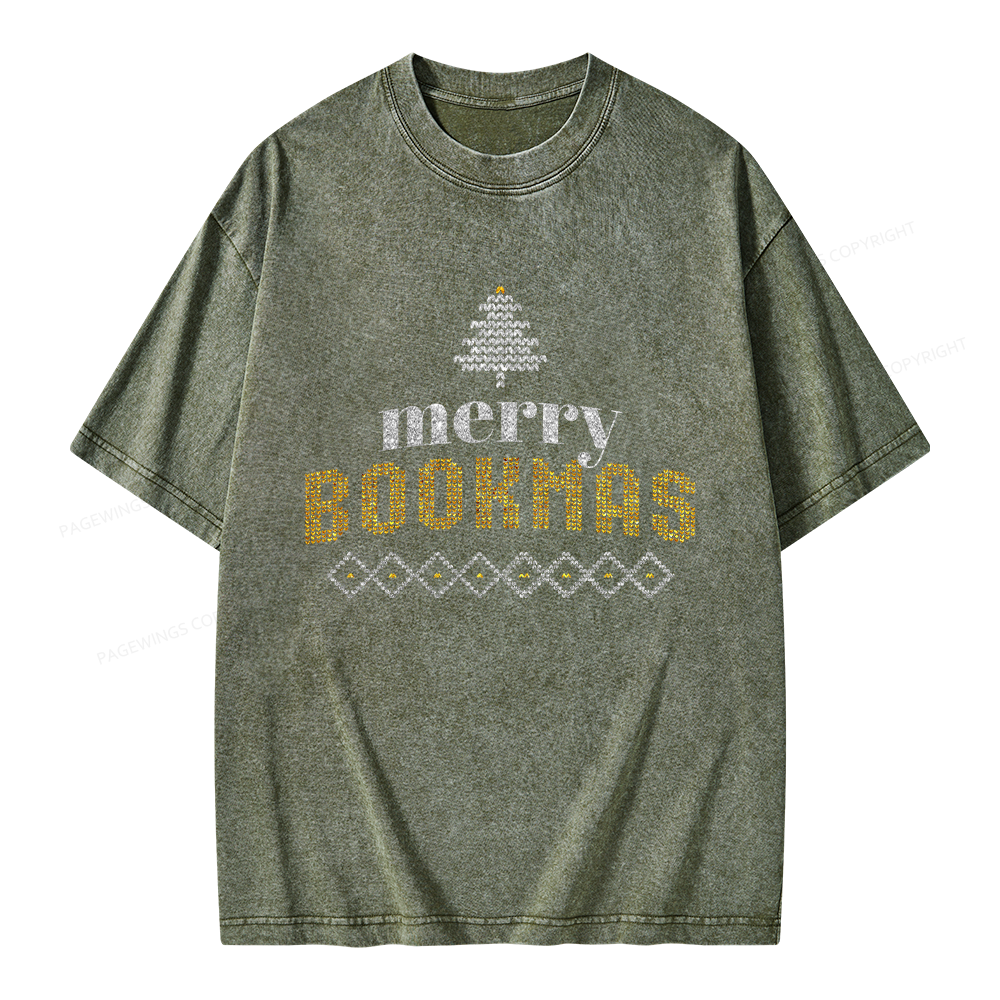 Pagewings Merry Bookmas Unisex Washed T-shirt