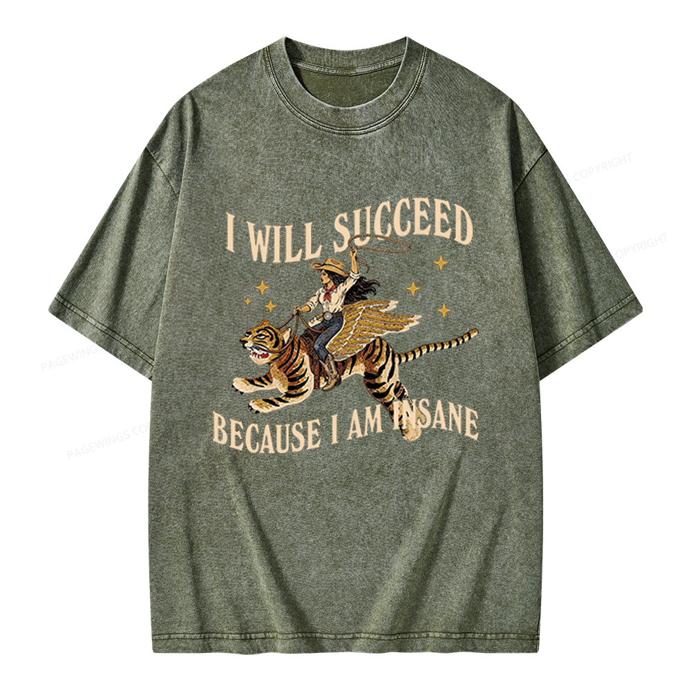 Pagewings I Will Succeed Unisex Washed T-shirt