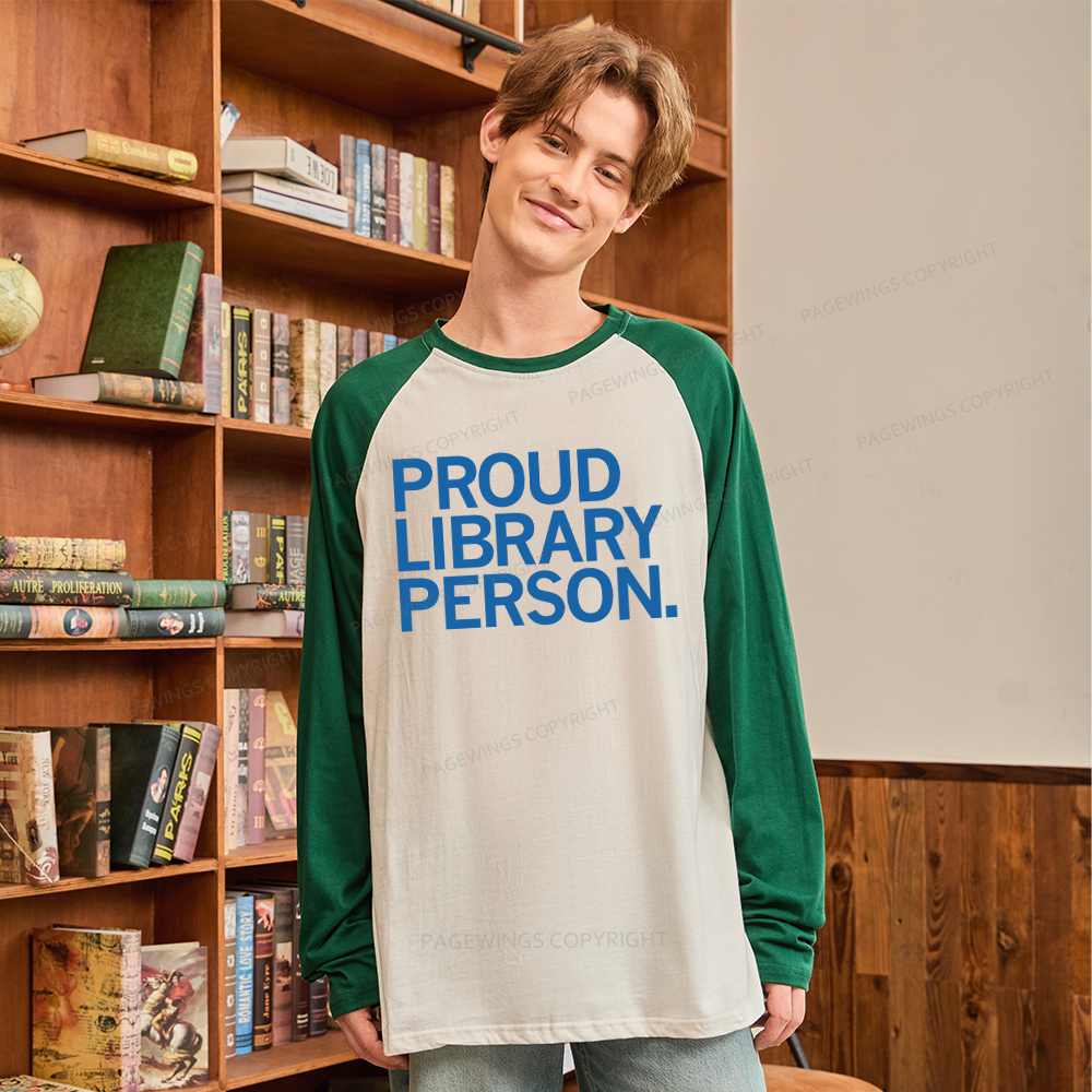 Pagewings Proud Library Person Long Sleeve Raglan T-shirt
