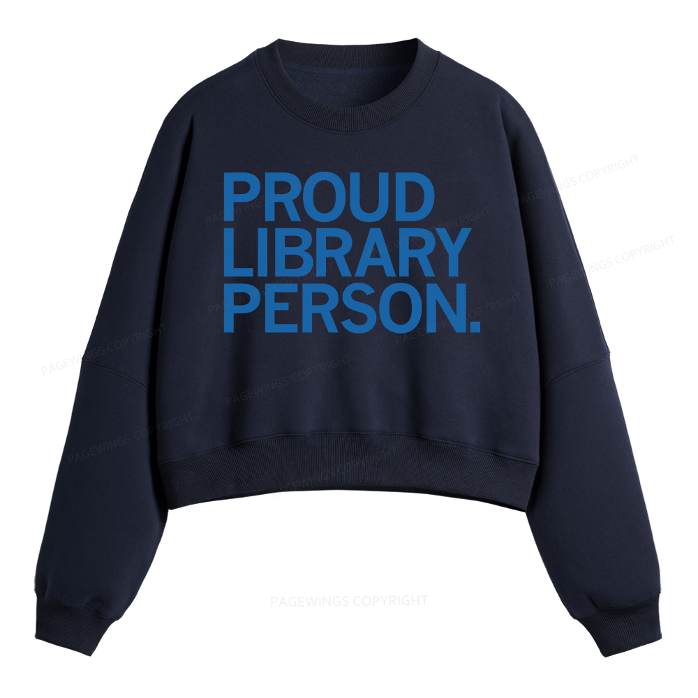 Pagewings Proud Library Person Fleece Crop Sweatshirt