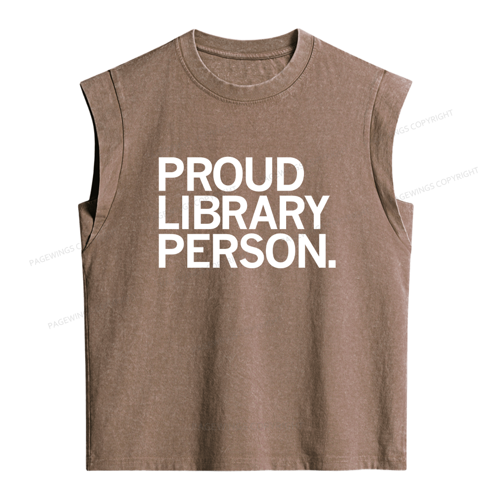 Pagewings Proud Library Person Women's Washed Tank Top