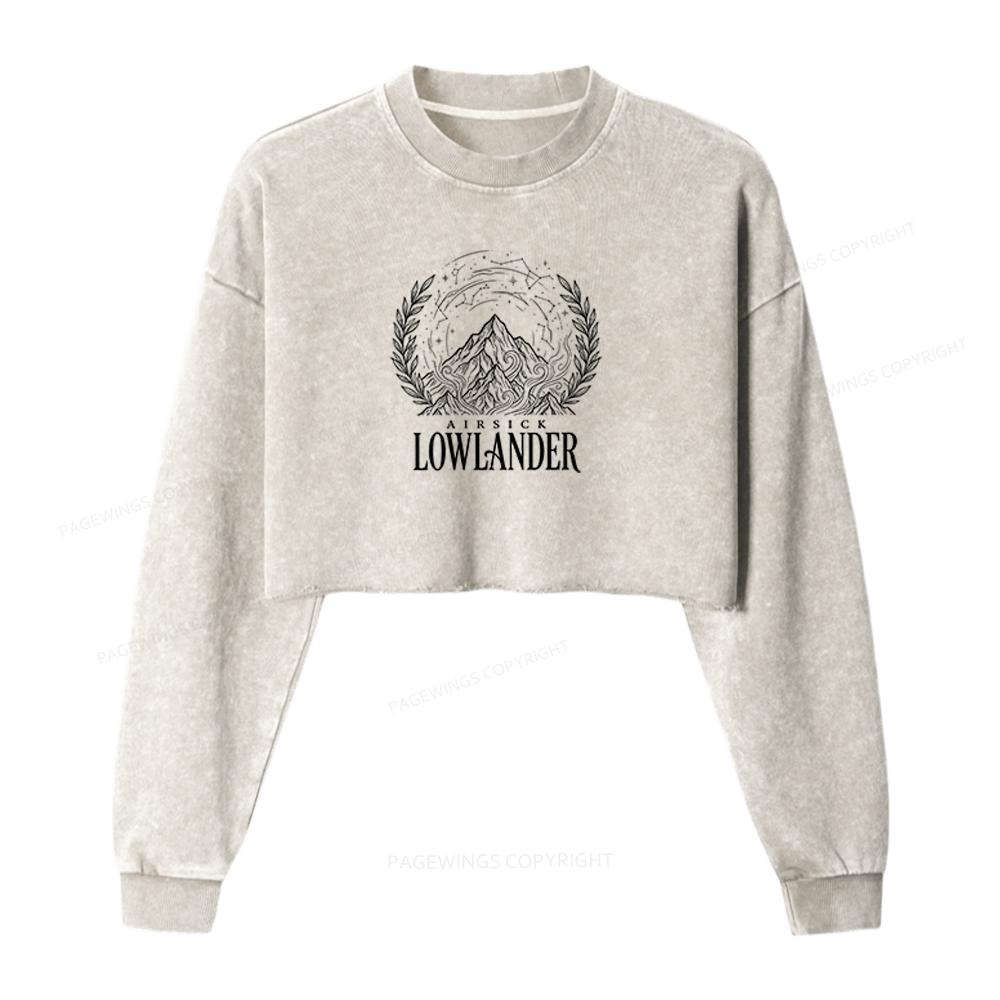 Pagewings Fantasy Books Lover Washed Crop Sweatshirt