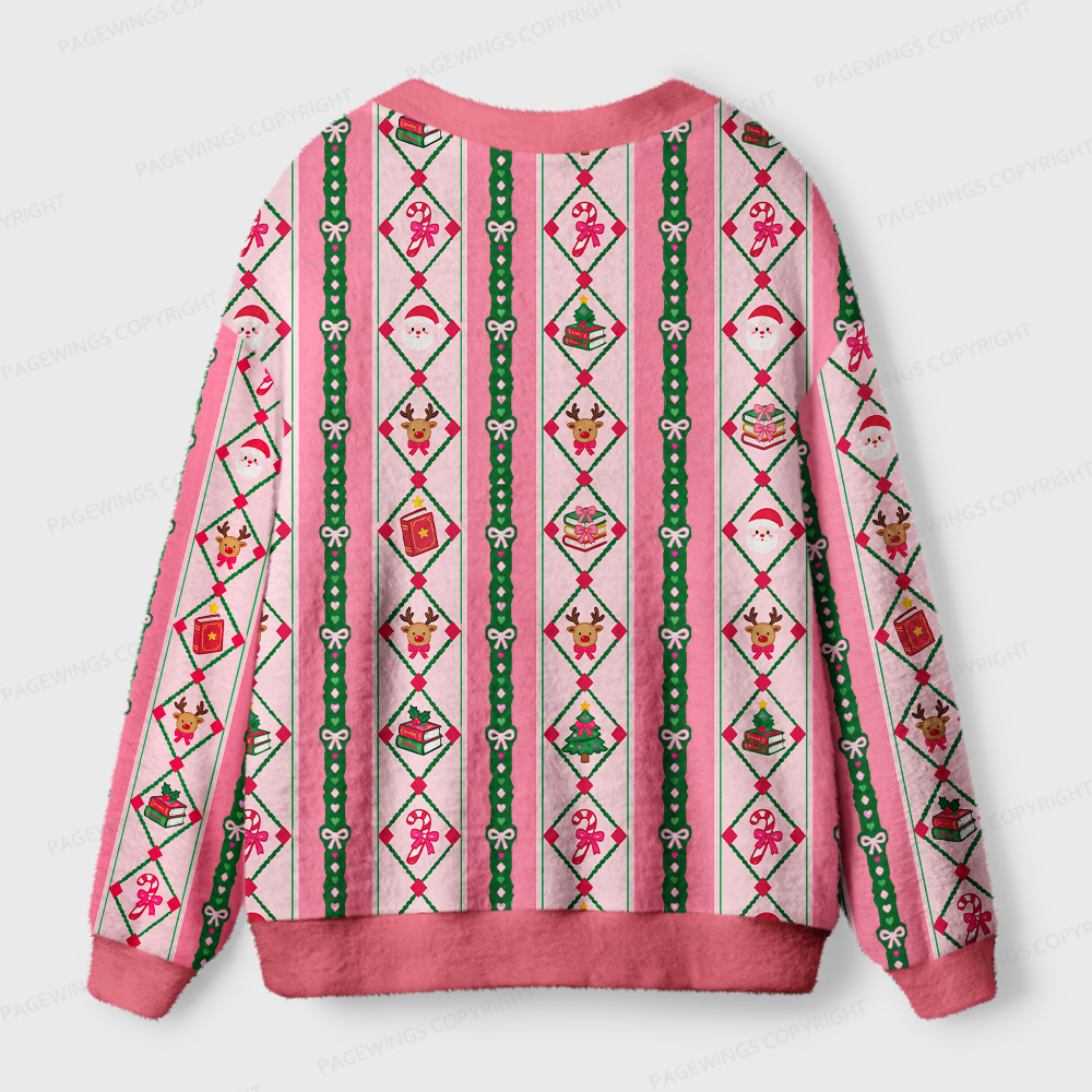 Pagewings Christmas Bookish Light Knit Unisex Cardigan Sweaters