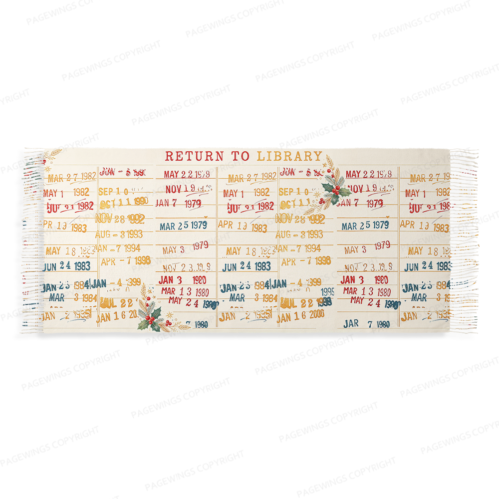 Pagewings Christmas Book Card Long Fringe Scarf 