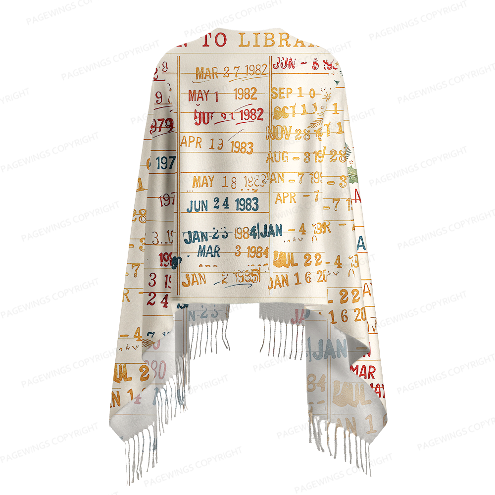 Pagewings Christmas Book Card Long Fringe Scarf 