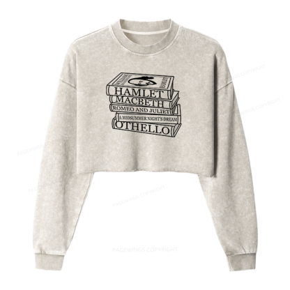 Pagewings Shakespeare Best Books Washed Crop Sweatshirt