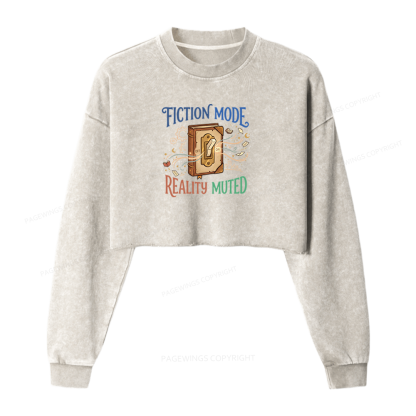 Pagewings Fiction Mode On Washed Crop Sweatshirt