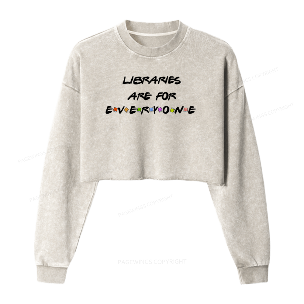 Pagewings Libraries Are For Everyone Washed Crop Sweatshirt