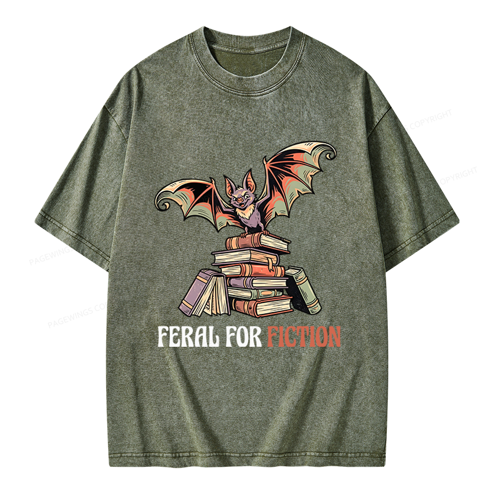 Pagewings Feral For Fiction Unisex Washed T-shirt