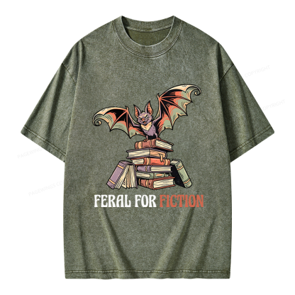 Pagewings Feral For Fiction Unisex Washed T-shirt
