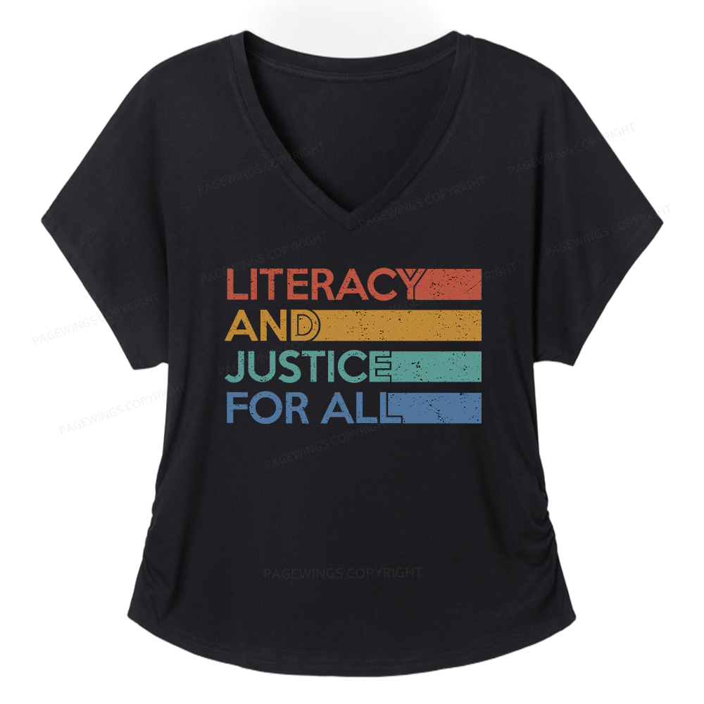 Pagewings Literacy and Justice For All Soft Women's Modal V-neck T-shirt